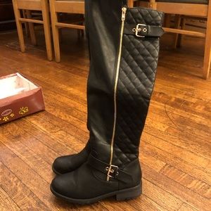 Black Over The Knee Side zip Boot 7.5